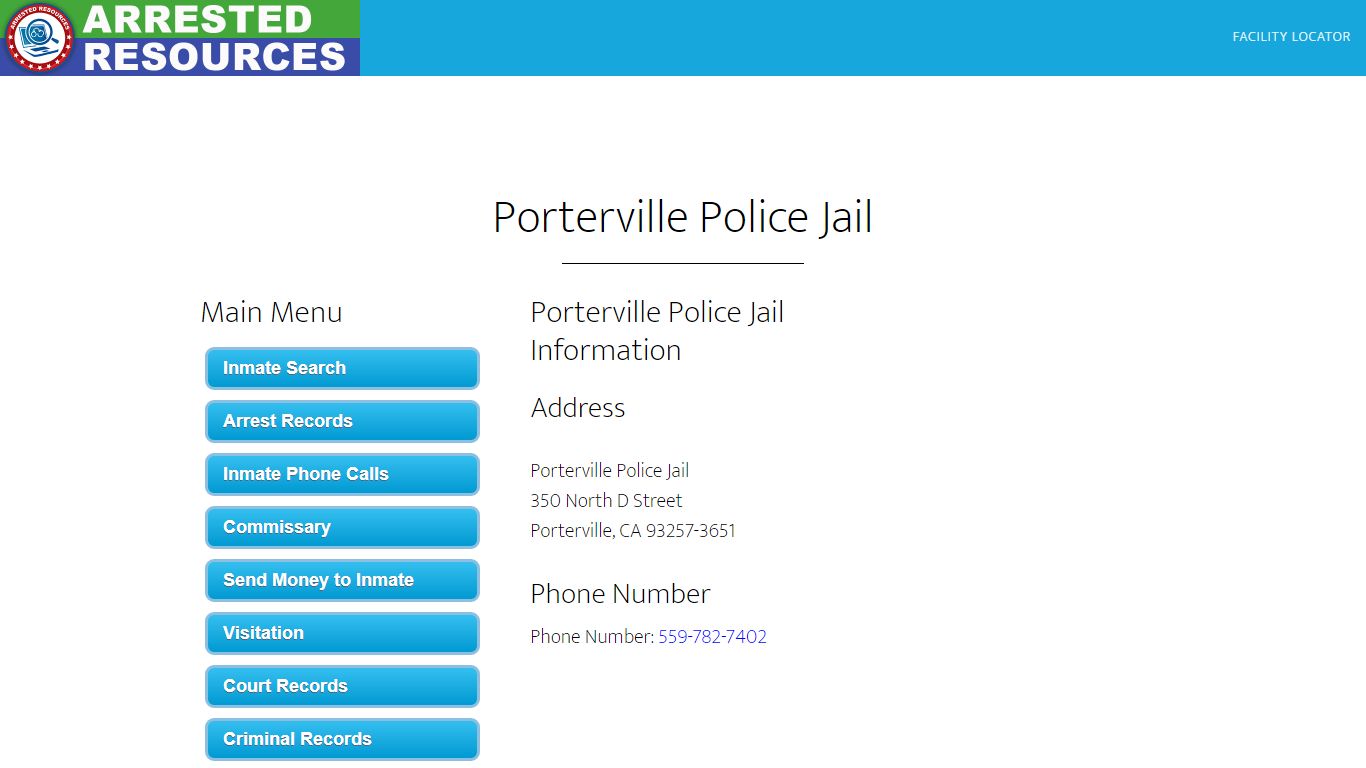Porterville Police Jail - Inmate Search - Porterville, CA