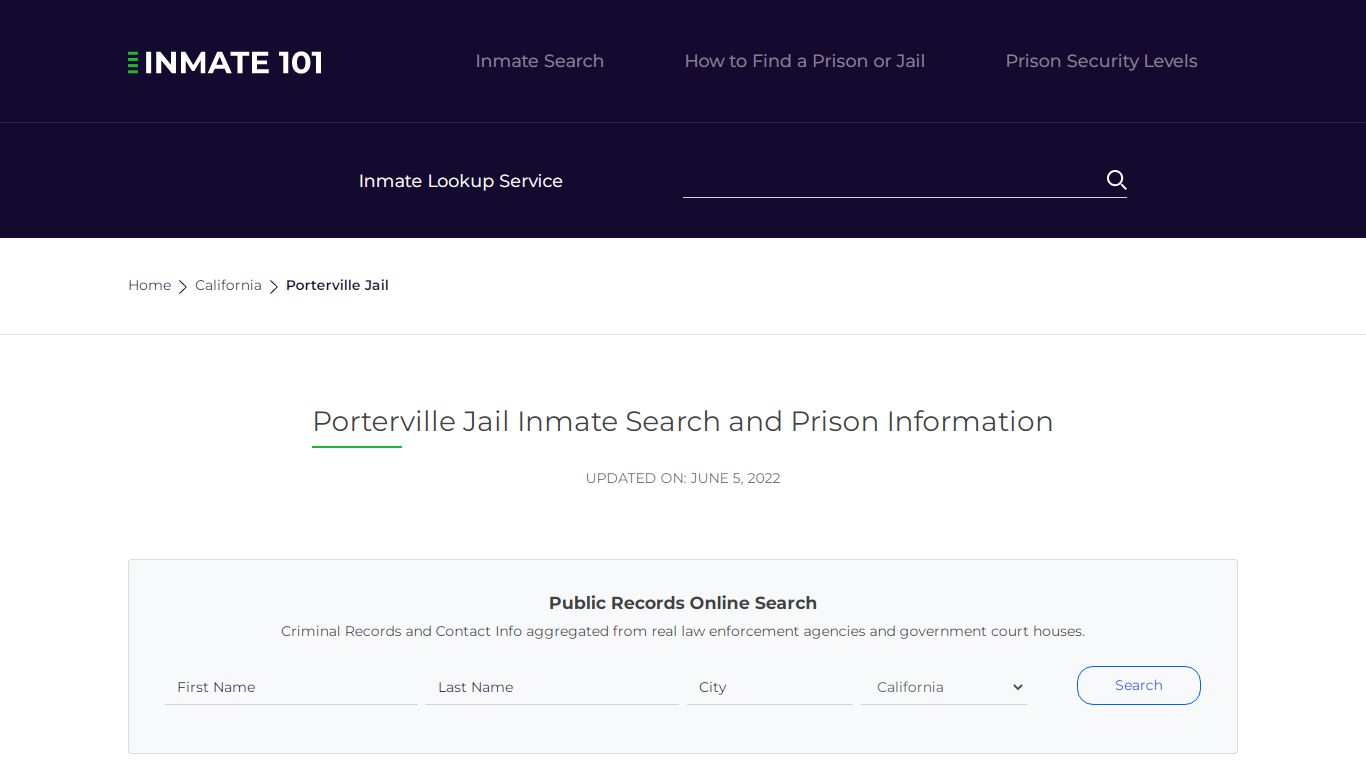 Porterville Jail Inmate Search, Visitation, Phone no ...